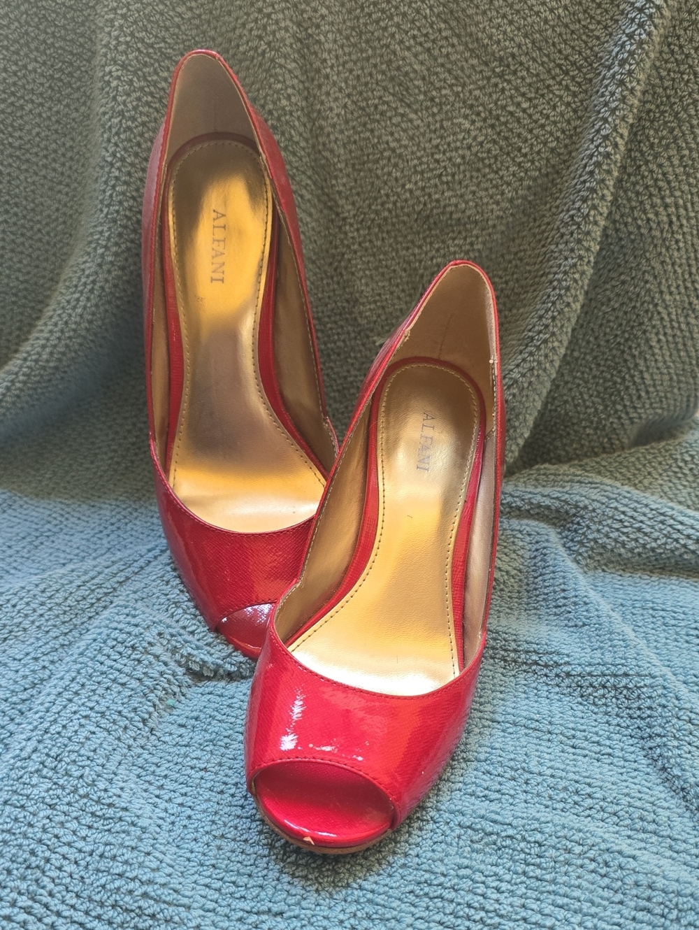 Alfani Red Patent Peep-Toe Heel Pump